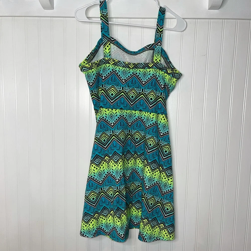 Spaghetti straps summer dress Justice‎ Neon geometric pattern dress size 18/20
